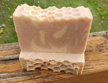Two tone tan soap with a honeycomb looking top.  Minimum weight of each soap bar is 3.8 oz.