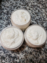 Three 4 oz jars of Cooling Menthol Foot Scrub without lids. Just made so it is showing a creamy consistency.
